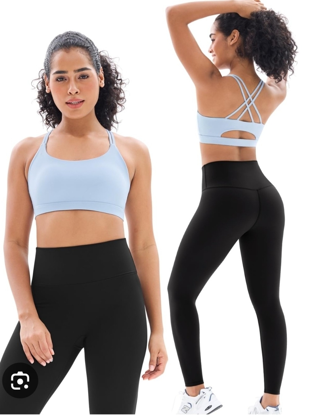 NWT -2 Piece Womens Workout Sets Strappy Criss Cross Sports Bra And Leggings Set